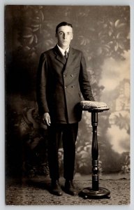 RPPC Handsome Young Men Studio Photo c1910 Postcard S30