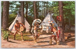 Vintage 1969 Frontier Town Ocean City MD Indian Village War Dance Postcard