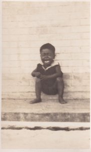 African Baby Boy Child Screaming Crying Antique Real Photo Postcard