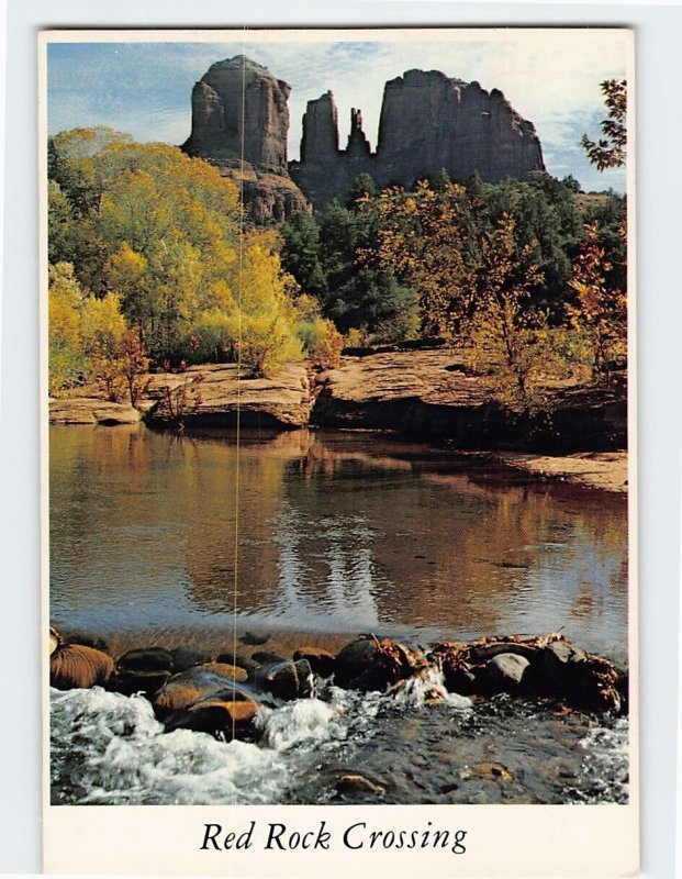 Postcard Courthouse Rock Reflected in Oak Creek Red Rock Crossing Arizona USA