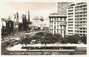 Brazil Praca Do Correio Sao Paulo Vintage RPPC 04.17