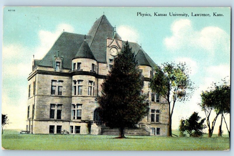 Lawrence Kansas Postcard Physics Kansas University Exterior View Building c1910