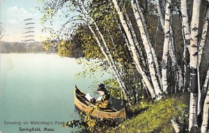 Canoeing on Watershop's Pond Springfield, Massachusetts, USA Canoe 1908 