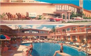 Desert Inn Swimming Pool Miami Beach Florida 1950s Postcard Weiss 13406