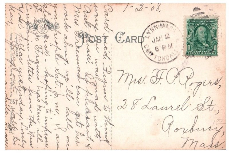 Observatory Blue Hill Reservation Milton Massachusetts Postcard Posted 1908