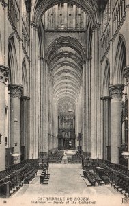 Vintage Postcard 1910's View of Interior Inside of the Cathedral Rouen France