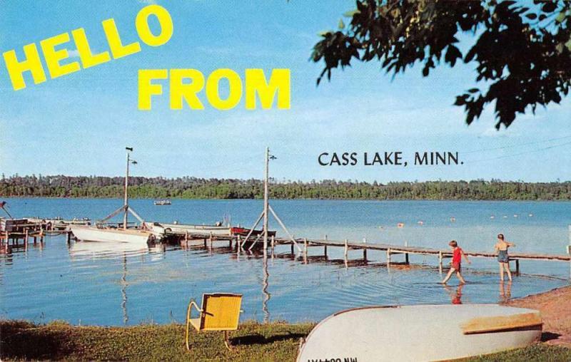 Cass Lake Minnesota Greetings Beach and Pier Vintage Postcard JD933432