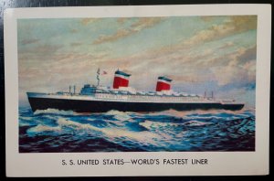 Vintage Postcard 1960-1970's The U.S.S. United States - World's Fastest Liner