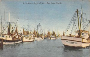 SHRIMP BOATS AT DOCK KEY WEST FLORIDA SUMMERLAND KEY DPO ? POSTCARD 1956