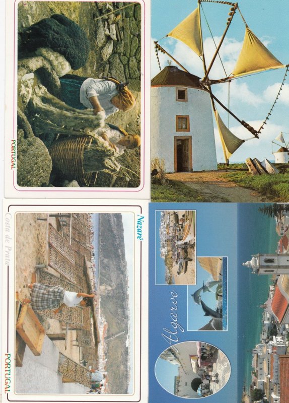 Portugal Portuguese House Windmill & Crafts Dolphin 4x Postcard