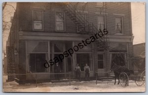 K50/ Kinsman Ohio RPPC Postcard c1910 Simpkins Dentist & Store Below 451