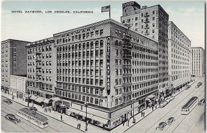 HOTEL HAYWARD Los Angeles, California 1940s Kropp Linen Vintage Postcard