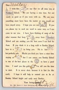 Sunday School Religious  Boy Named Walter   Postcard