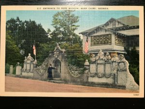 Vintage Postcard 1930-1945 Pope Museum Entrance Cairo Georgia (GA)