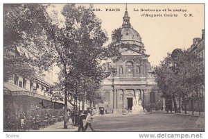 PARIS, La Sorbonne et la statue d'Auguste Comte, France , 10-20s