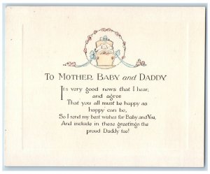 c1905 Birth Announcement Rust Craft Baby Crib To Mother And Daddy Postcard