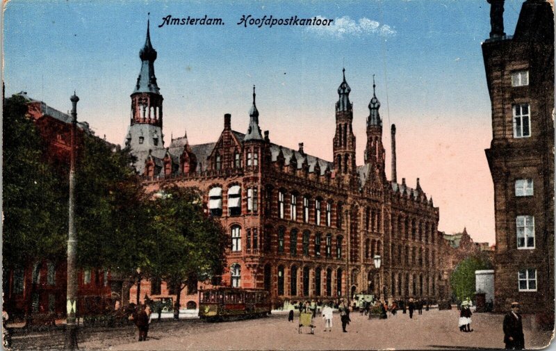 Amserdam Hoofdpostkantoor Trolley Antique Postcard DB UNP Unused 