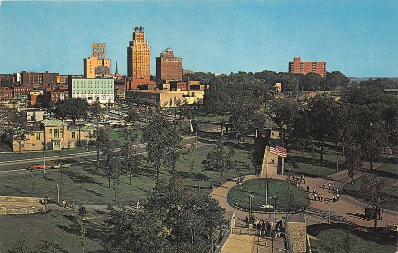 Niagara Falls New York~Aerial View from Schoellkopf Tower~City in Bkgd~1950s Pc