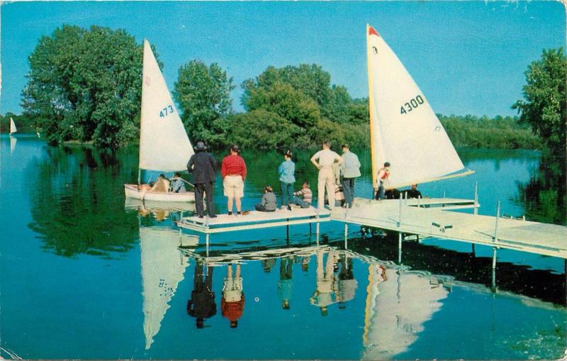 Skokie Lagoons Winnetka and Glencoe Illinois IL sailboats 1960s Postcard