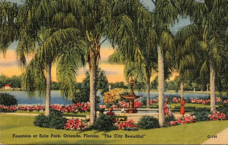 Florida Orlando Fountain At Eola Park 1945