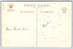 Clapsaddle Easter~Sweet Bunny Rabbit Pokes Paws Out Lavender Egg~Snowdrop Lilies