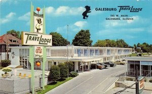 Galesburg Illinois 1974 Postcard Travelodge Motel Entrance Sign