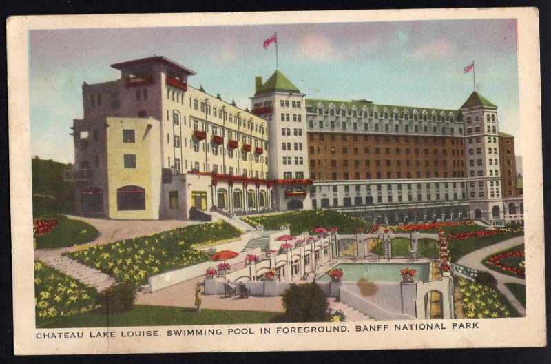 Alberta BANFF NATIONAL PARK Chateau Lake Louise Swimming Pool Foreground pm1949