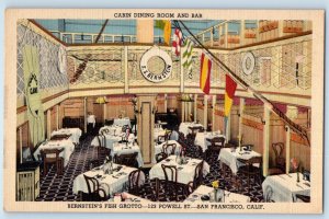 1940 San Francisco California CA Postcard Cabin Dining Room Bar Bernstein Fish