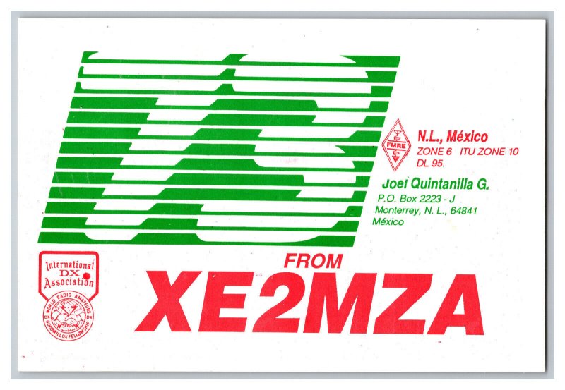 Postcard QSL CB Ham Radio Amateur Card From Monterrey N. L. Mexico XE2MZA 