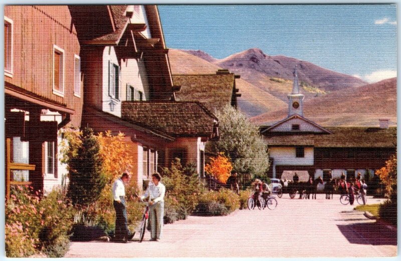 c1950s Sun Valley ID Challenger Inn Village Downtown Main St Linen Photo PC A146