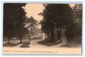 c1905 Boston & Maine Train Station Depot Walpole New Hampshire NH Postcard 