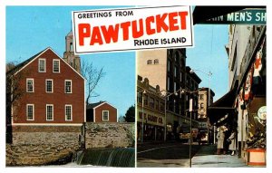 Postcard SHOPS SCENE Pawtucket Rhode Island RI AS9345