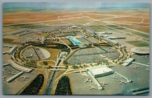 Postcard Queens NY 1950s Aerial Terminal City New York International Airport A/S