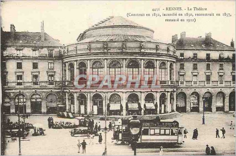 Postcard Old Rennes Theater (built in 1832 fire in 1850 rebuilt in 1857 Resto...