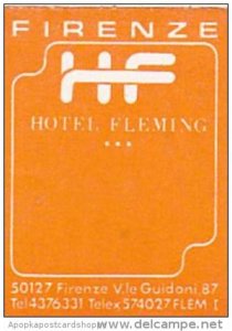 ITALY FIRENZE HOTEL FLEMING VINTAGE LUGGAGE LABEL