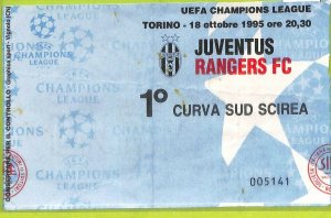 C2814 - Old 1995 Juventus vs Rangers FC FOOTBALL MATCH TICKET-