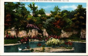 Illinois Rockford Bluffs and Lagoon At Black Hawk Park 1937