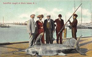 Swordfish caught at Block Island RI Postcard