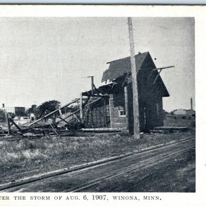 Aug. 6, 1907 Winona, Minn. After Storm Damage Tornado Ruins Litho Photo PC A147