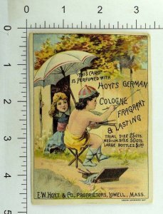 1887 Hoyts German Cologne & Rubifoam Children Painting Fence Parasol P92