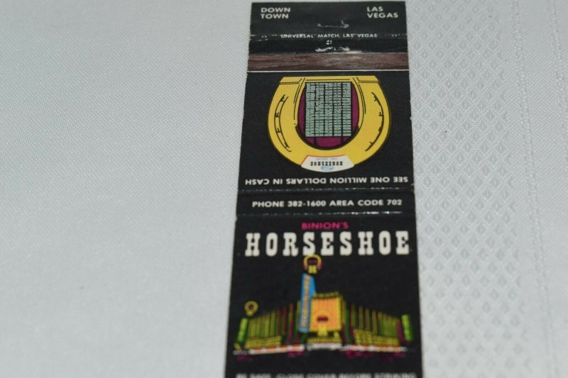 Horseshoe Hotel and Casino Downtown Las Vegas Nevada 20 Strike Matchbook Cover