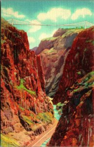 Arkansas Colorado Grand Canon Royal Gorge Highest Bridge Linen Postcard UNP