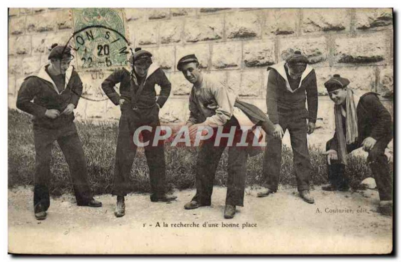 Old Postcard Boat War Sailors In search & # 39A prominently