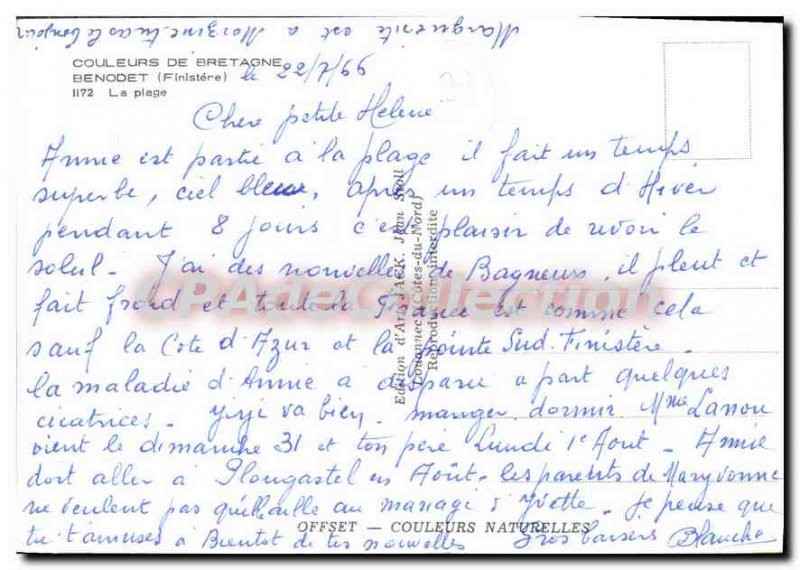 Postcard Modern Finistere Benodet Beach