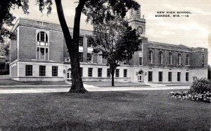 Monroe, Wisconsin - A view of the New High School - 1950s