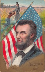 J84/ President Abraham Lincoln Patriotic Postcard c1910 Flag Slave 417