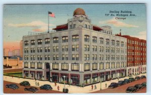 CHICAGO, IL Illinois ~ Street Scene STERLING INSURANCE BUILDING 1955 Postcard