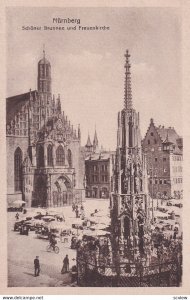 NURNBERG, Bavaria, Germany, 1900-1910s; Schoner Brunnen Und Frauenkirche