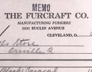 1937 THE FURCRAFT CO EUCLID AVE CLEVELAND OHIO BILLHEAD STATEMENT Z438