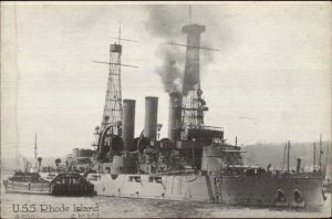 US Navy Battleship Rhode Island c1910 Postcard #4